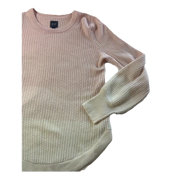 GAP Ombre Waffle Knit Balloon Sleeve Top Small Yellow Pink Cozy  Wool Lounge - Picture 6 of 9